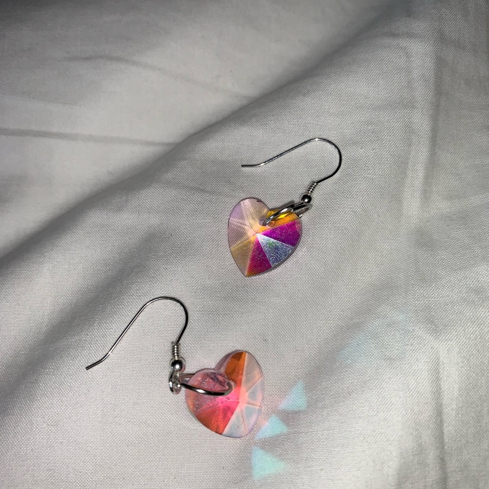 handmade heart silver earrings